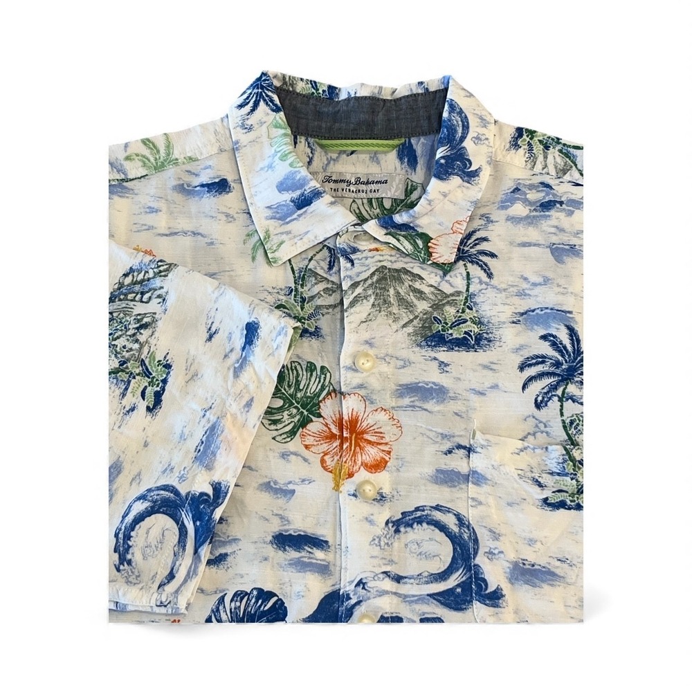 Tommy‎ Bahama Veracruz Cay Hawaiian Short Sleeve Shirt Mens Large